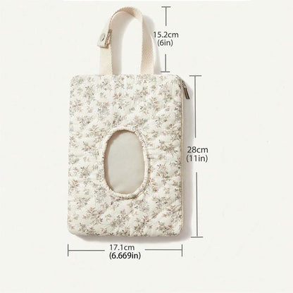 Floral Quilted Baby Wipe Holder Pouch with Hanging Strap