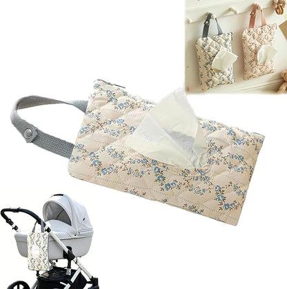 Floral Quilted Baby Wipe Holder Pouch with Hanging Strap