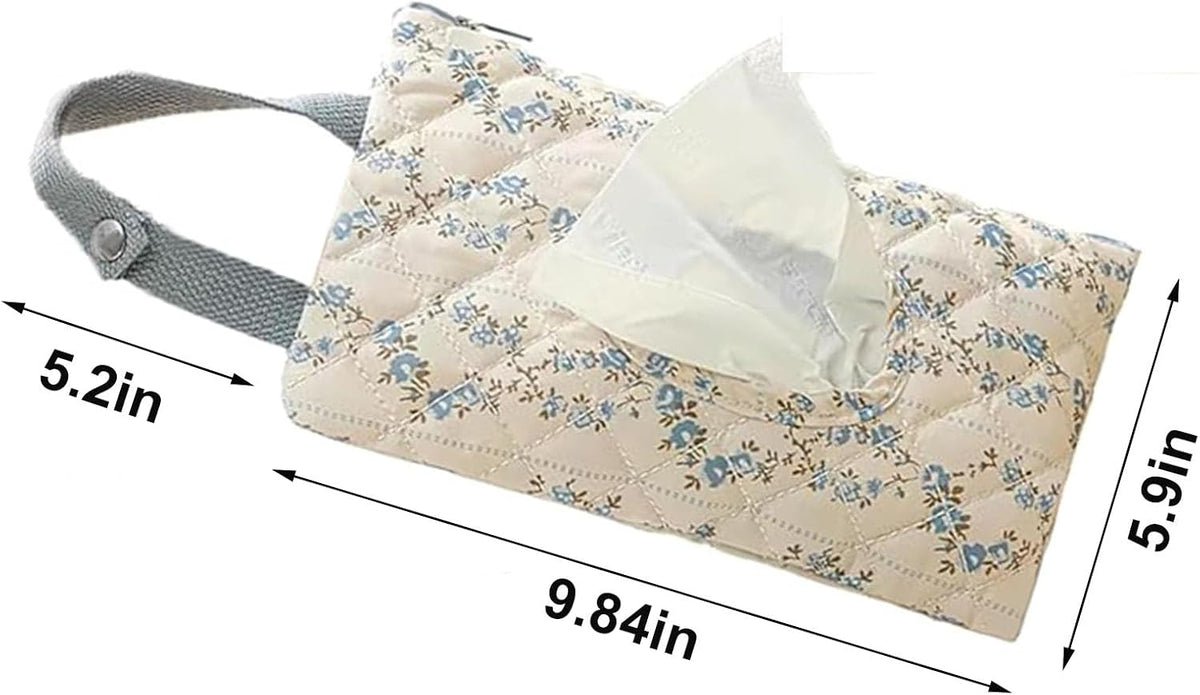 Floral Quilted Baby Wipe Holder Pouch with Hanging Strap