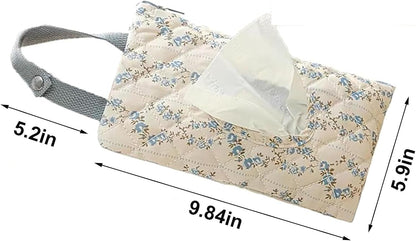 Floral Quilted Baby Wipe Holder Pouch with Hanging Strap