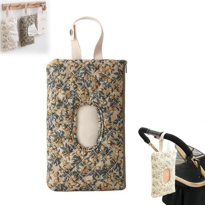 Floral Quilted Baby Wipe Holder Pouch with Hanging Strap