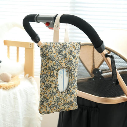 Floral Quilted Baby Wipe Holder Pouch with Hanging Strap