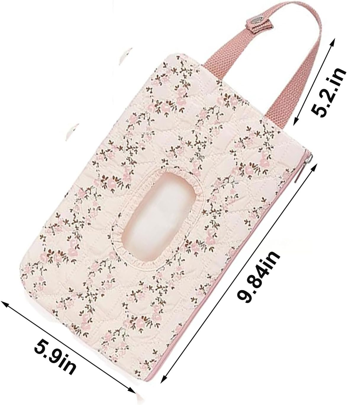 Floral Quilted Baby Wipe Holder Pouch with Hanging Strap
