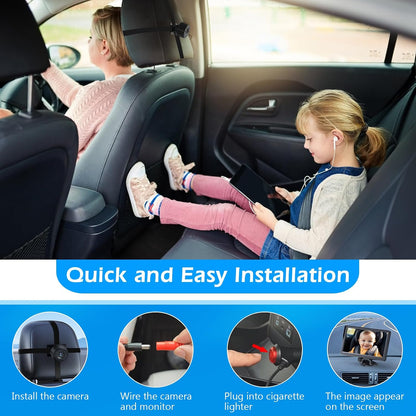 Baby Car Camera,4.3" HD Infrared Night Vision Baby Car Mirror with 178° Wide View, Safety Rear Facing Car Set Camera for Infants Kids Toddlers