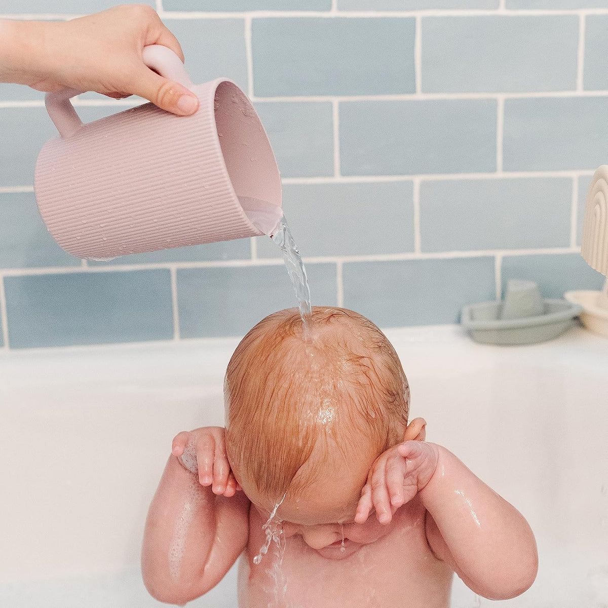 Baby Bath Rinse Cup | 100% Food Grade Silicone | Shampoo & Body Washing Rinser Cup For Kids (Dried Thyme)