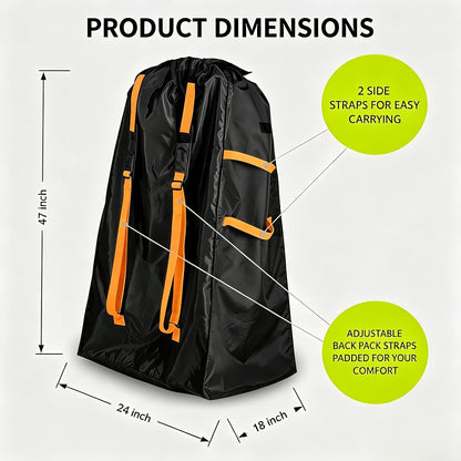 Stroller Gate Check Bag, Thick Fabric Foldable Stroller Travel Bag with Shoulder Strap, Large Capacity (32x18x12 inches) Universal Storage Cover for Airplane (Orange)