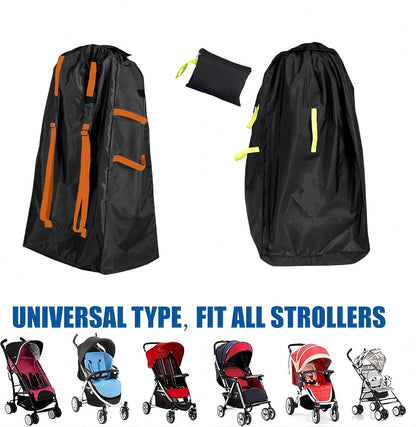 Stroller Gate Check Bag, Thick Fabric Foldable Stroller Travel Bag with Shoulder Strap, Large Capacity (32x18x12 inches) Universal Storage Cover for Airplane (Orange)