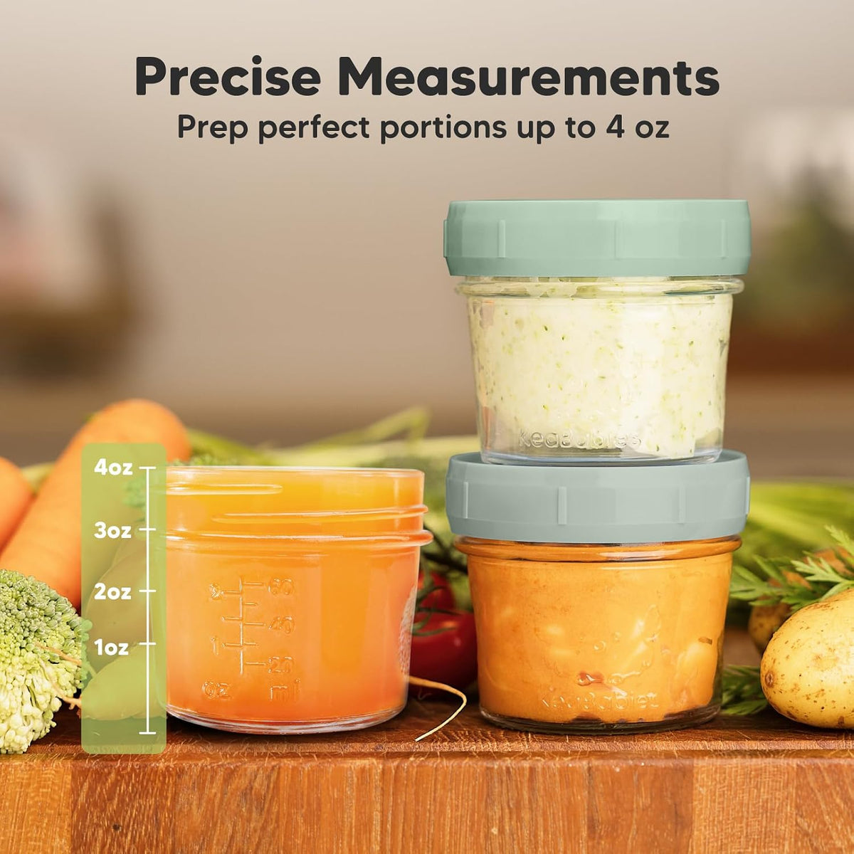 6-Pack Baby Food Glass Containers and Silicone Baby Food Freezer Tray with Clip-on Lid - 4 oz Leak-Proof, Microwavable, Baby Food Storage Container - Breast Milk Trays for Freezer