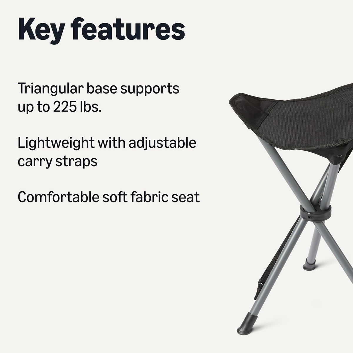 Portable Camping Stool, Collapsible, Lightweight, for Hiking, Hunting, Fishing, Black
