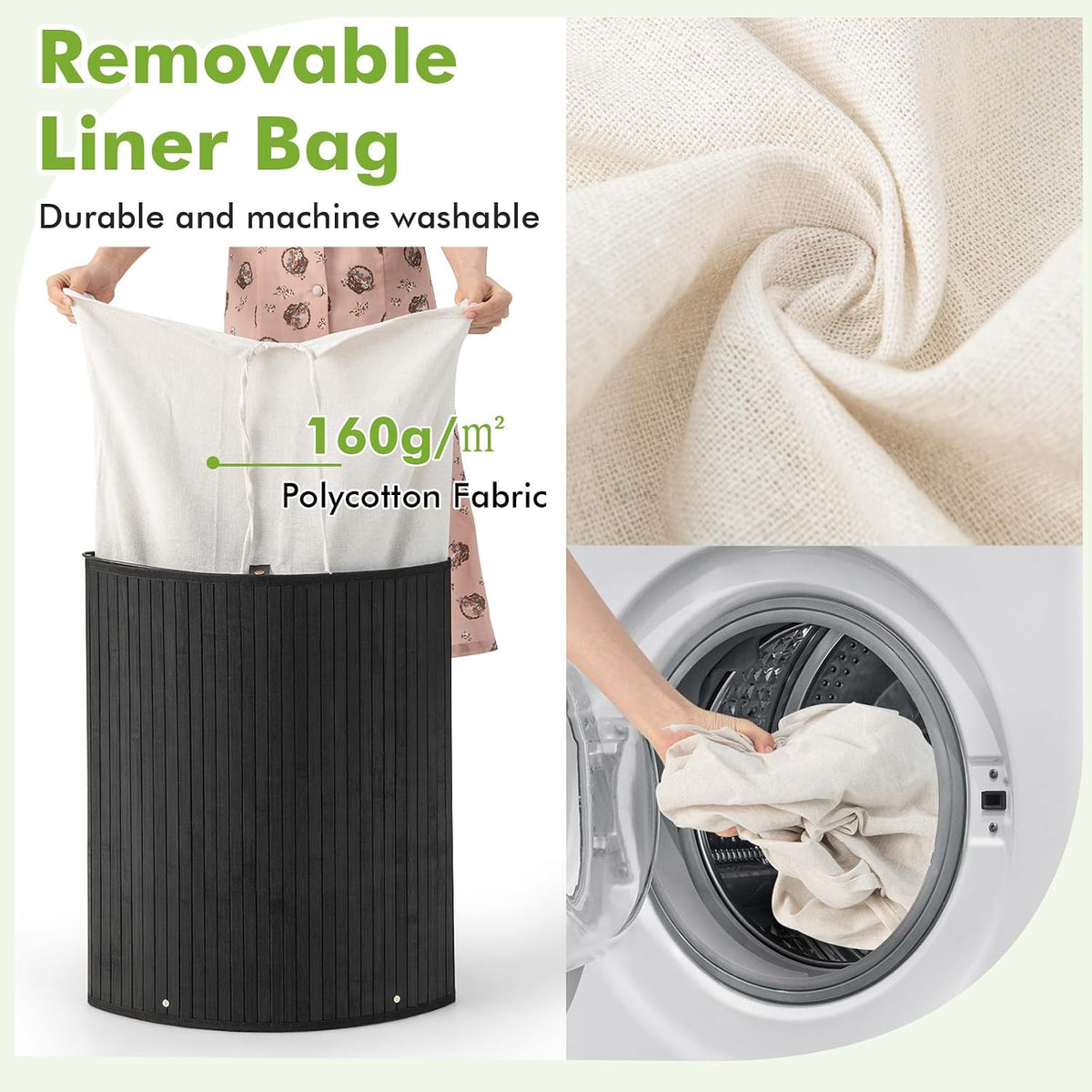 15 Gal Corner Laundry Hamper w/Lid, Removable Liner & Handle Beige