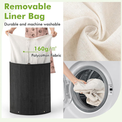 15 Gal Corner Laundry Hamper w/Lid, Removable Liner & Handle Beige