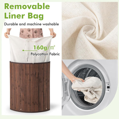 15 Gal Corner Laundry Hamper w/Lid, Removable Liner & Handle Beige
