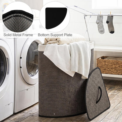 15 Gal Corner Laundry Hamper w/Lid, Removable Liner & Handle Beige
