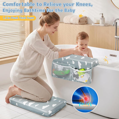 Comfortable Baby Bath Kneeler and Elbow Rest Pad Set - Grey