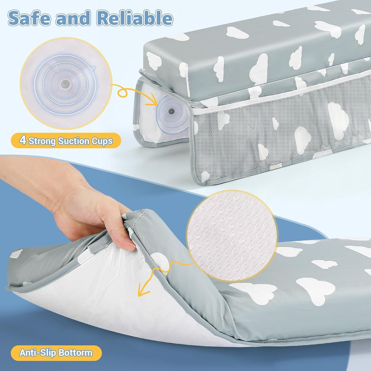 Comfortable Baby Bath Kneeler and Elbow Rest Pad Set - Grey
