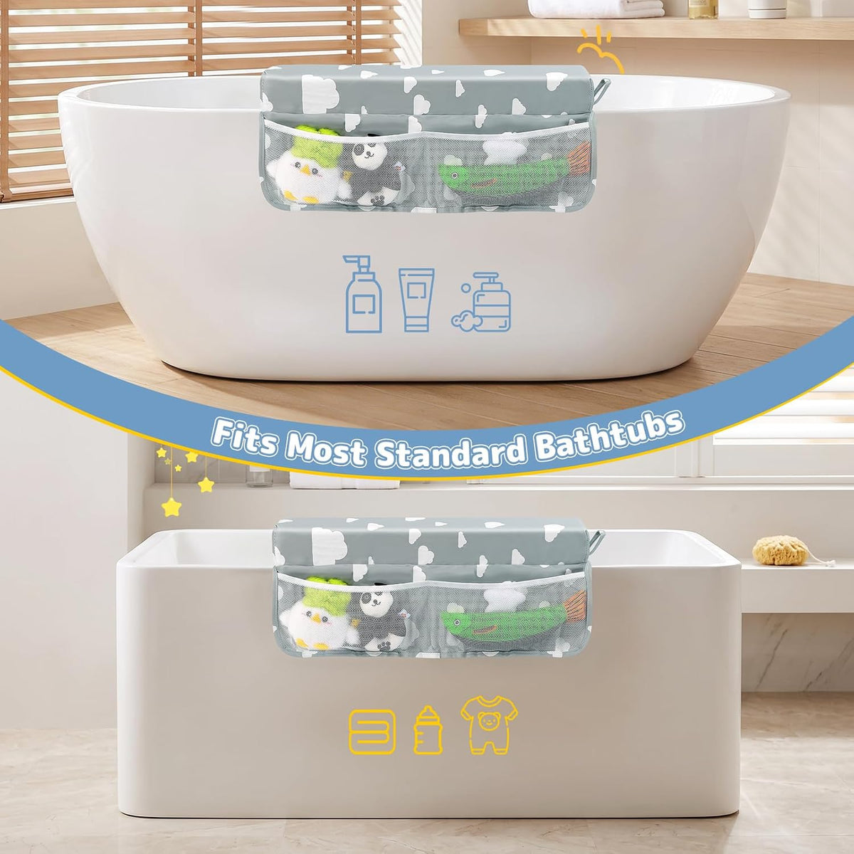 Comfortable Baby Bath Kneeler and Elbow Rest Pad Set - Grey
