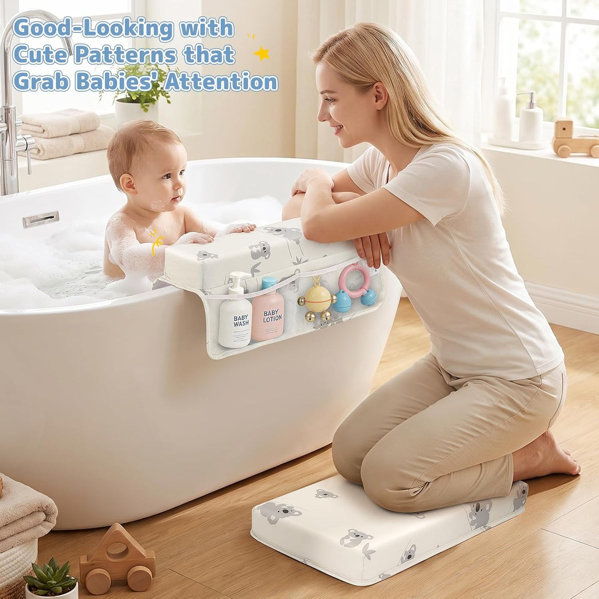 Comfortable Baby Bath Kneeler and Elbow Rest Pad Set - Grey