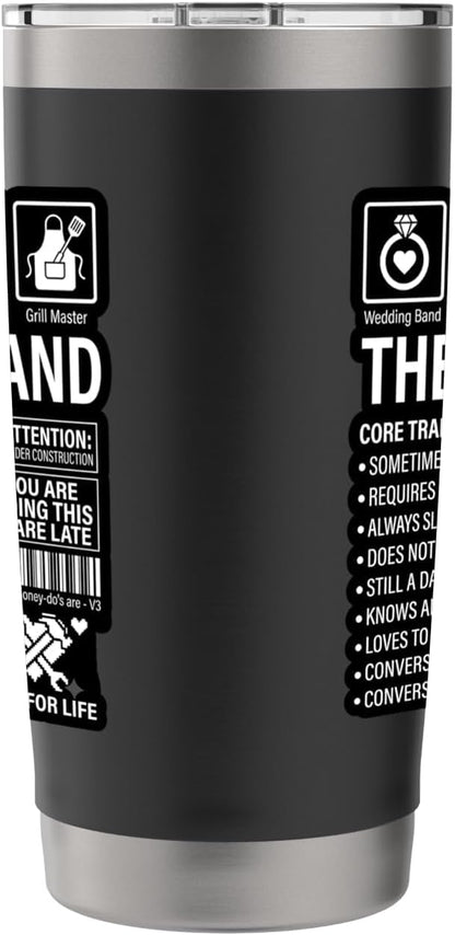 The Husband Core Traits Funny Marriage Sarcastic Stainless Steel Insulated Tumbler