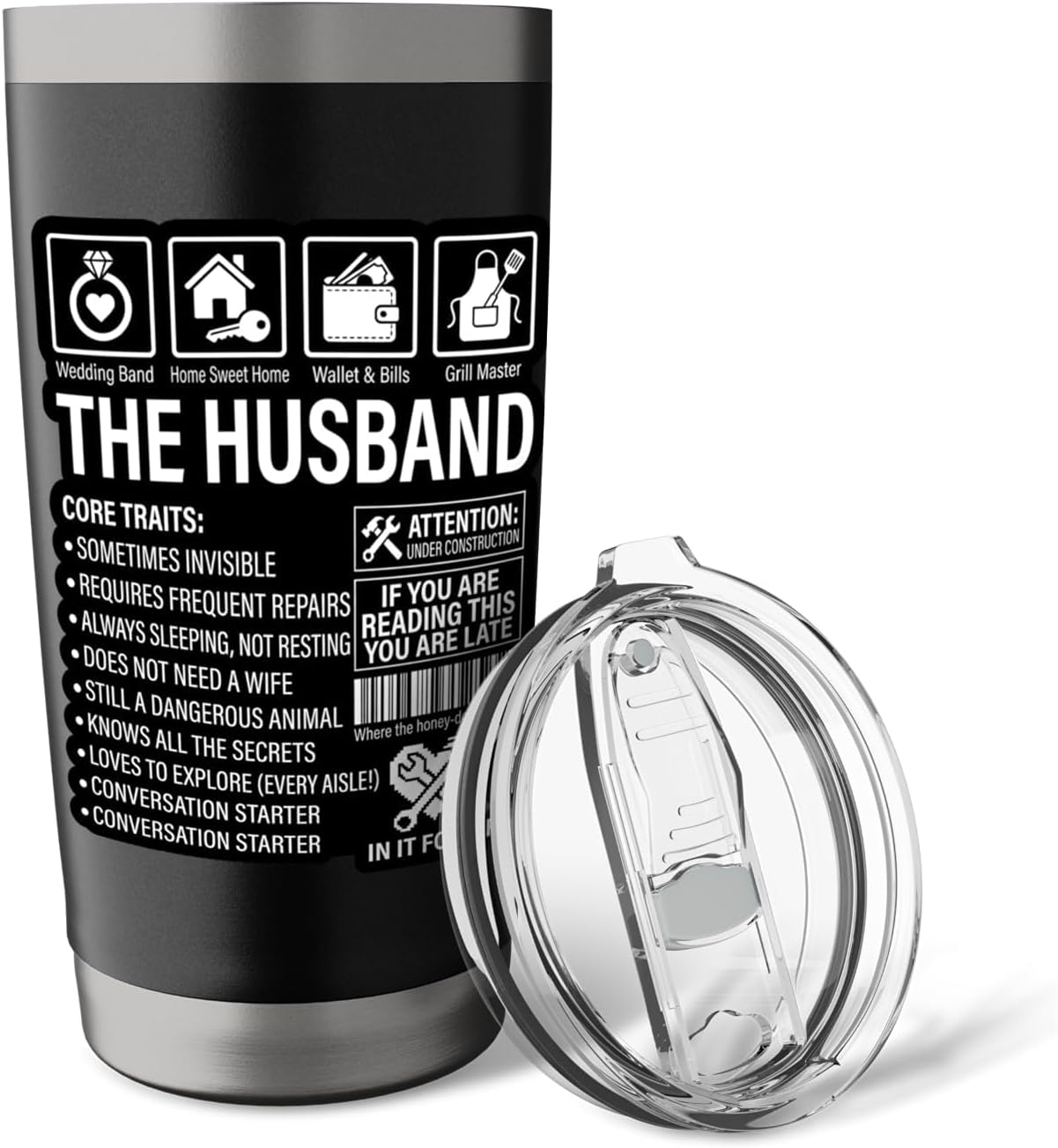 The Husband Core Traits Funny Marriage Sarcastic Stainless Steel Insulated Tumbler