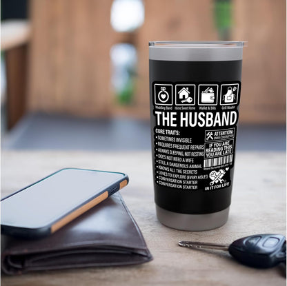 The Husband Core Traits Funny Marriage Sarcastic Stainless Steel Insulated Tumbler