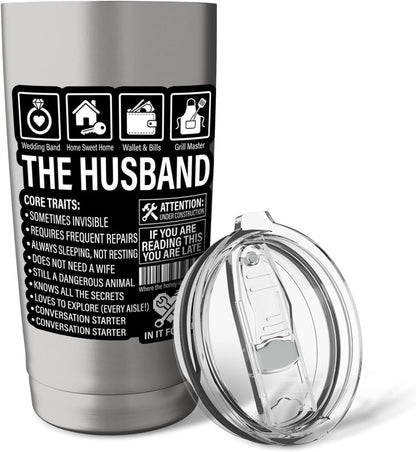 The Husband Core Traits Funny Marriage Sarcastic Stainless Steel Insulated Tumbler
