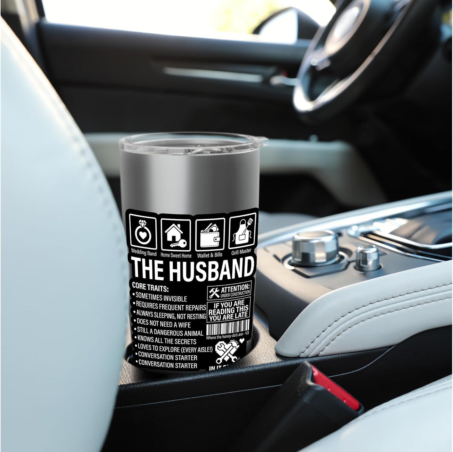 The Husband Core Traits Funny Marriage Sarcastic Stainless Steel Insulated Tumbler