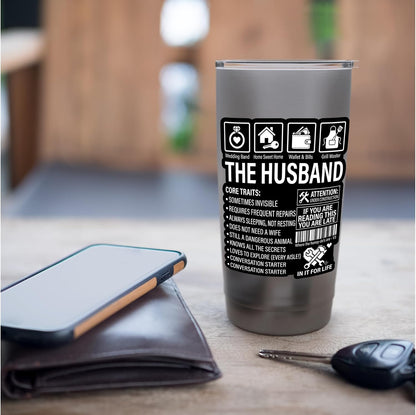 The Husband Core Traits Funny Marriage Sarcastic Stainless Steel Insulated Tumbler