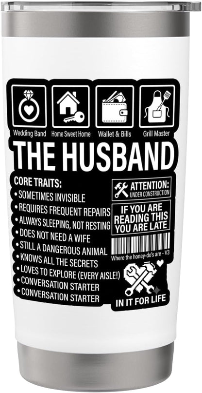 The Husband Core Traits Funny Marriage Sarcastic Stainless Steel Insulated Tumbler