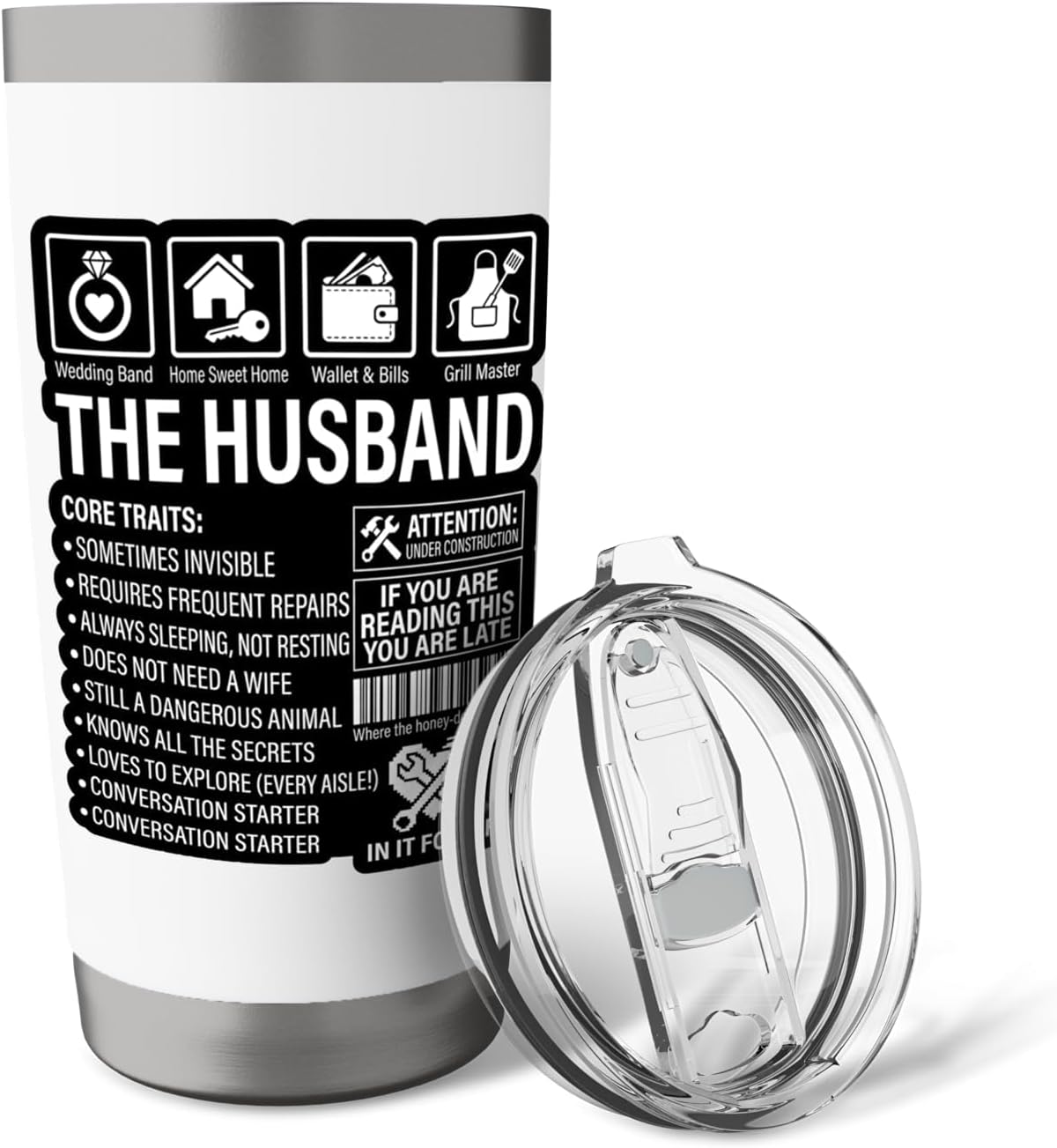 The Husband Core Traits Funny Marriage Sarcastic Stainless Steel Insulated Tumbler