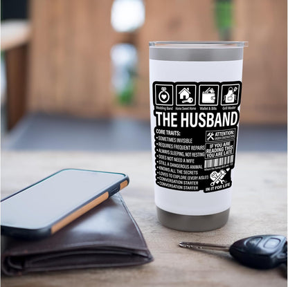 The Husband Core Traits Funny Marriage Sarcastic Stainless Steel Insulated Tumbler