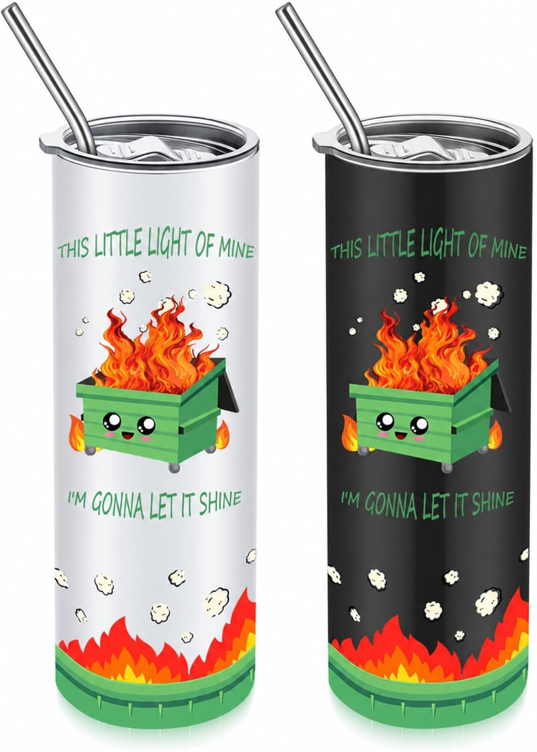 2 Pack Funny Dumpster Fire Gifts 20 oz Tumbler Employee Appreciation Gifts Stainless Steel Tumbler for Women Men Desk Accessories for Christmas Coworkers Teacher Staff Nurse Office