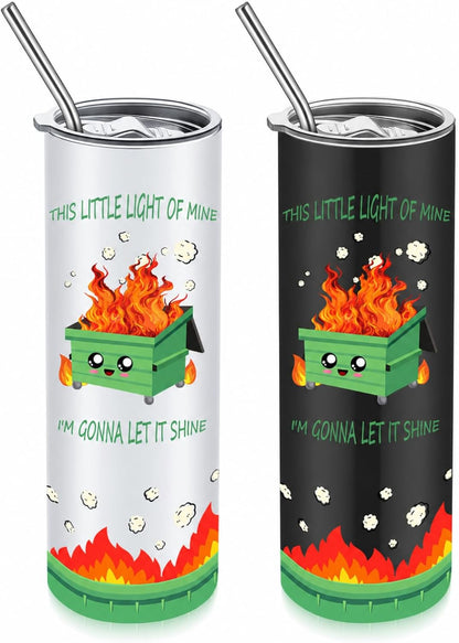 2 Pack Funny Dumpster Fire Gifts 20 oz Tumbler Employee Appreciation Gifts Stainless Steel Tumbler for Women Men Desk Accessories for Christmas Coworkers Teacher Staff Nurse Office