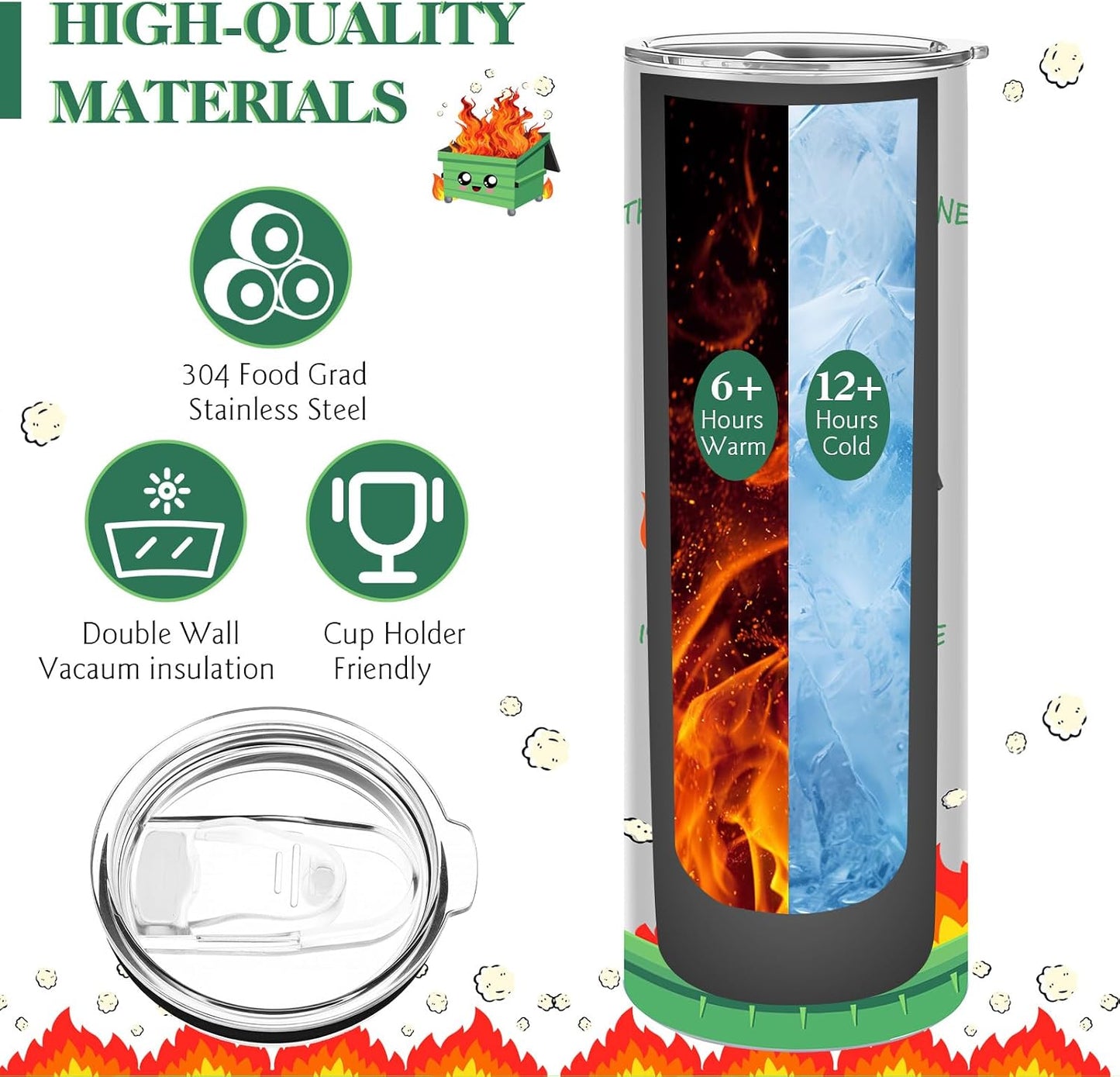 2 Pack Funny Dumpster Fire Gifts 20 oz Tumbler Employee Appreciation Gifts Stainless Steel Tumbler for Women Men Desk Accessories for Christmas Coworkers Teacher Staff Nurse Office