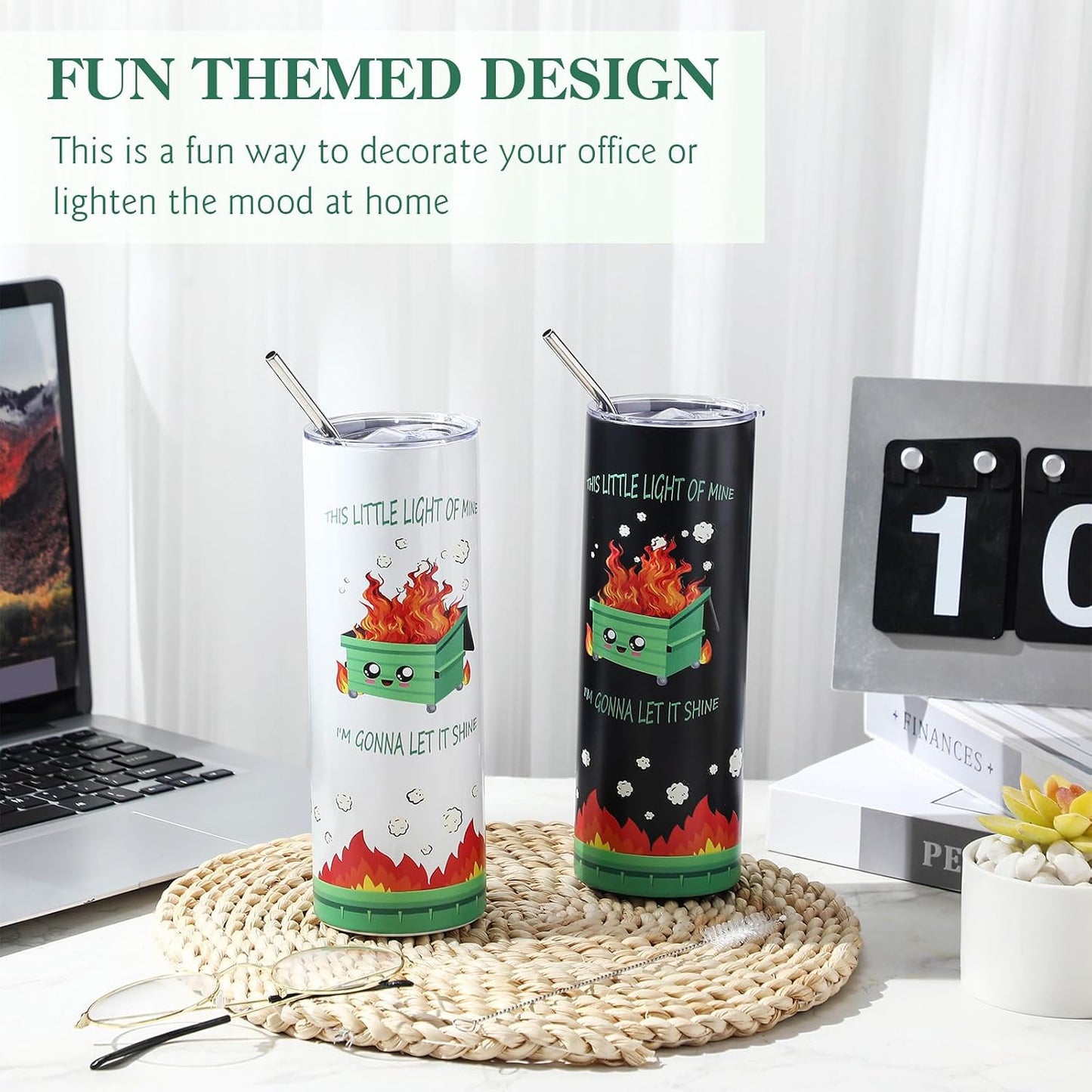 2 Pack Funny Dumpster Fire Gifts 20 oz Tumbler Employee Appreciation Gifts Stainless Steel Tumbler for Women Men Desk Accessories for Christmas Coworkers Teacher Staff Nurse Office