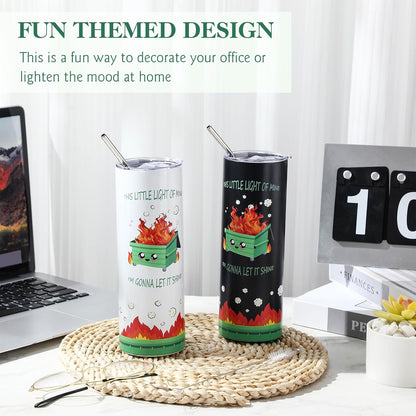 2 Pack Funny Dumpster Fire Gifts 20 oz Tumbler Employee Appreciation Gifts Stainless Steel Tumbler for Women Men Desk Accessories for Christmas Coworkers Teacher Staff Nurse Office