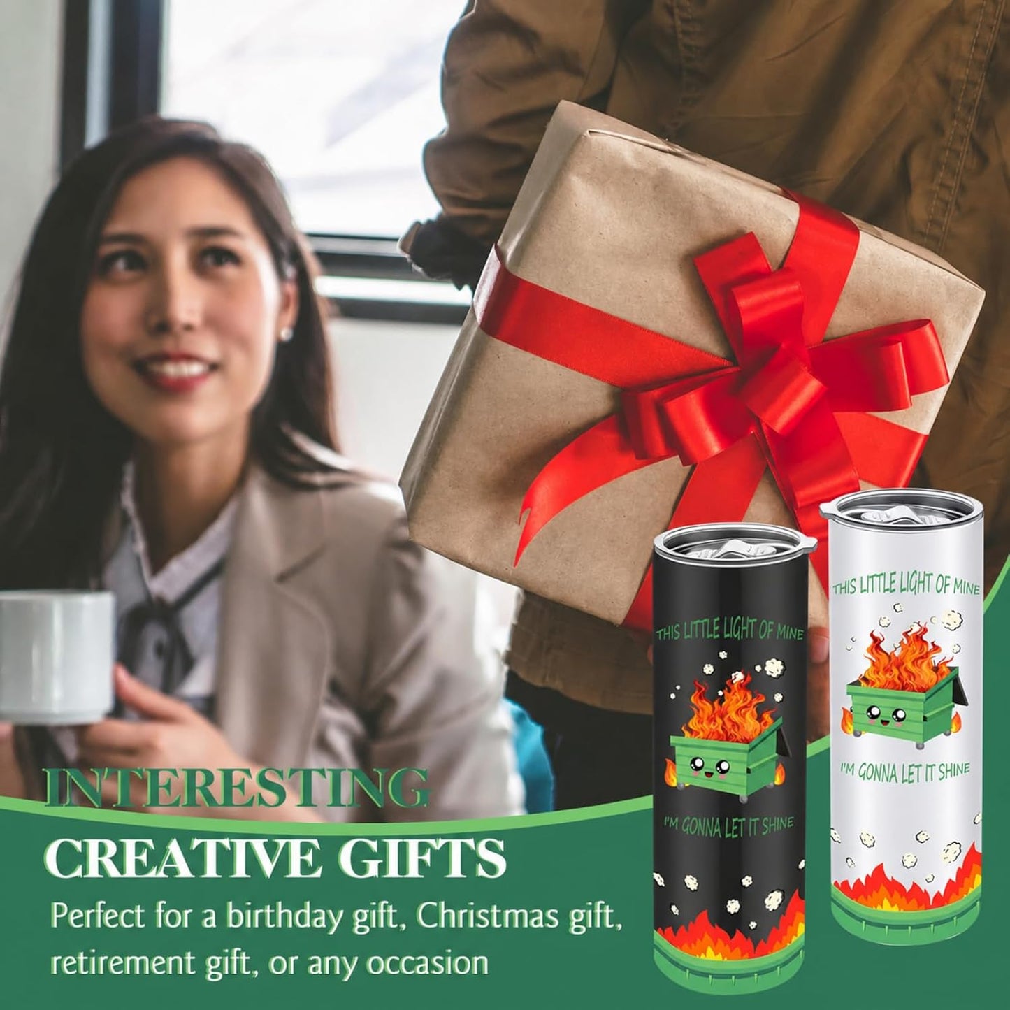 2 Pack Funny Dumpster Fire Gifts 20 oz Tumbler Employee Appreciation Gifts Stainless Steel Tumbler for Women Men Desk Accessories for Christmas Coworkers Teacher Staff Nurse Office