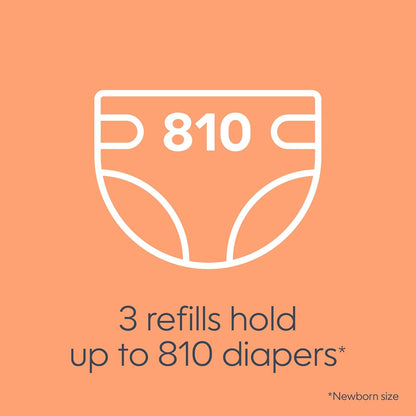 Bags Refills 270 Count (Pack of 3) Clean Laundry Scent | Diaper Pail Refills with Max Odor Lock | Holds up to 810 Newborn Diapers
