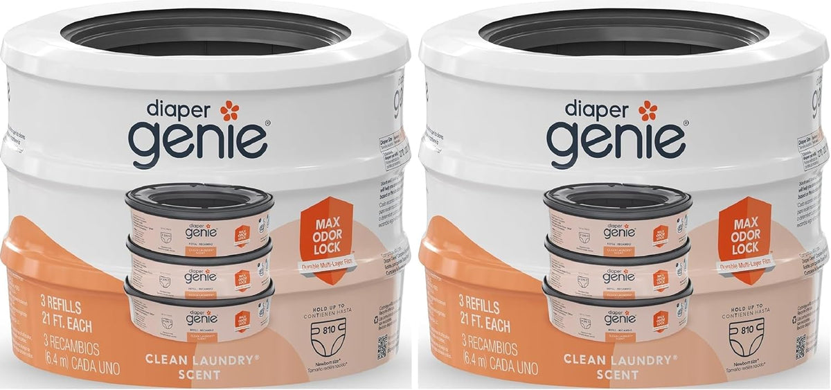 Bags Refills 270 Count (Pack of 3) Clean Laundry Scent | Diaper Pail Refills with Max Odor Lock | Holds up to 810 Newborn Diapers