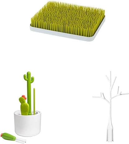 Baby Bottle Drying Rack Bundle - Countertop Rack, Cleaning Brushes, and Drying Rack Accessory
