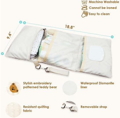 MODAKIDS Baby Bag Organizer, Waterproof Mini Diaper Bag, Foldable Mom Travel Set, Diaper Organizer, with Gift for Baby Shower (Bear)