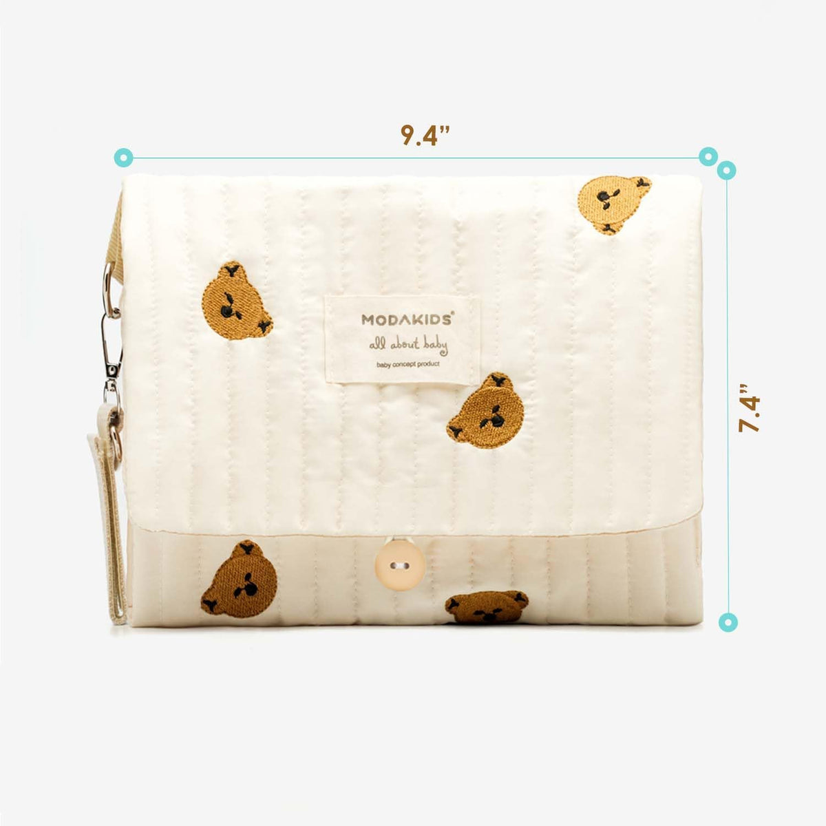 MODAKIDS Baby Bag Organizer, Waterproof Mini Diaper Bag, Foldable Mom Travel Set, Diaper Organizer, with Gift for Baby Shower (Bear)