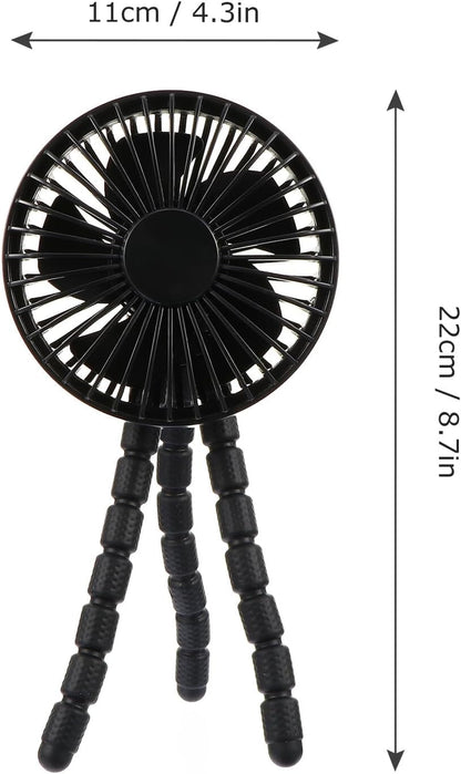 Portable Mini Clip on Fan Rechargeable for Stroller, Black ABS