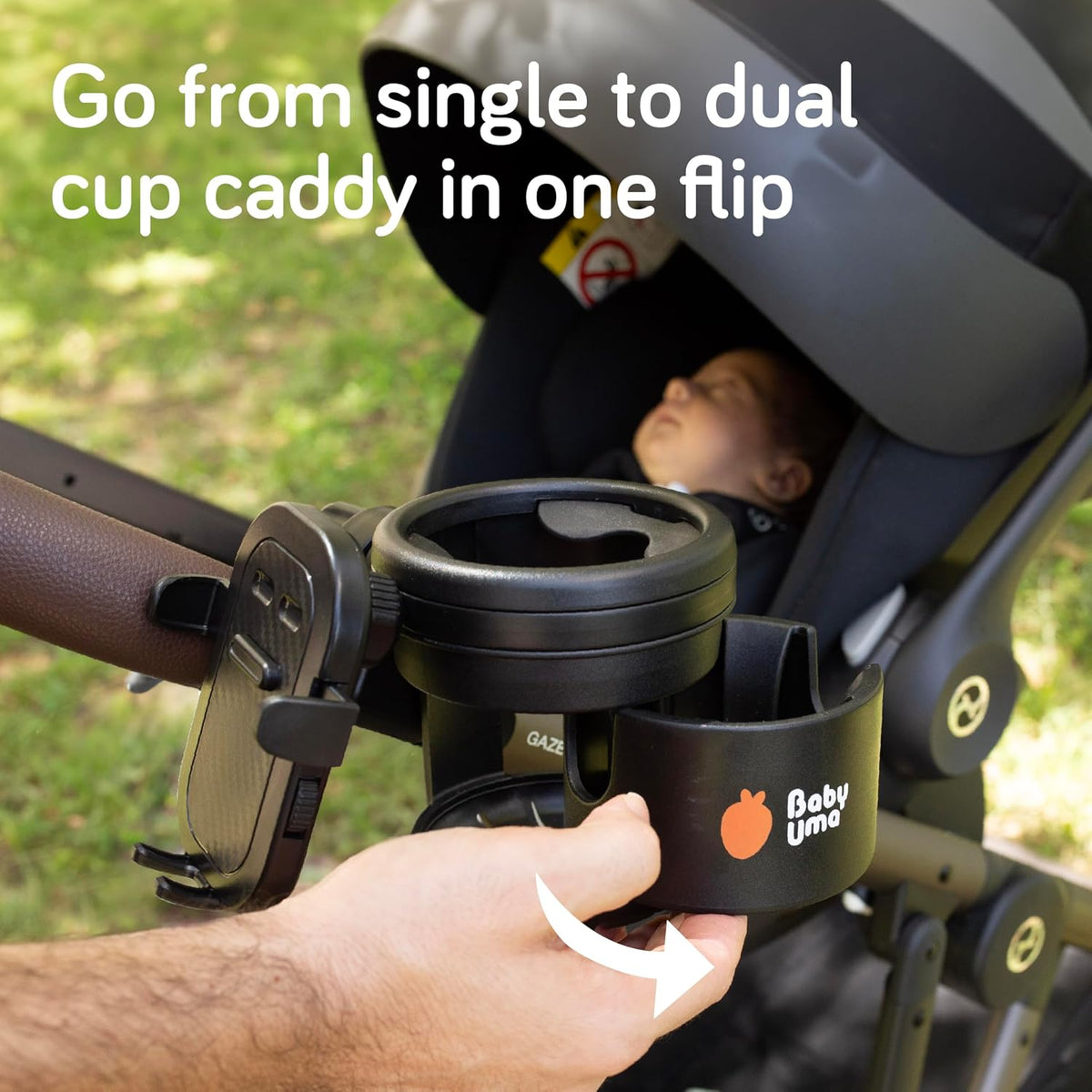 3-in-1 Cup Holder Phone Holder - Universal Stroller Cup Holder Attachment with 360° Phone Mount, Stanley Cupholder for Stroller, Stroller Accessories