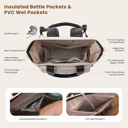 Diaper Bag Backpack,Diaper Bag Tote with Insulated Pockets,Waterproof Trave Baby Girl/Boy Diaper Bag Tote