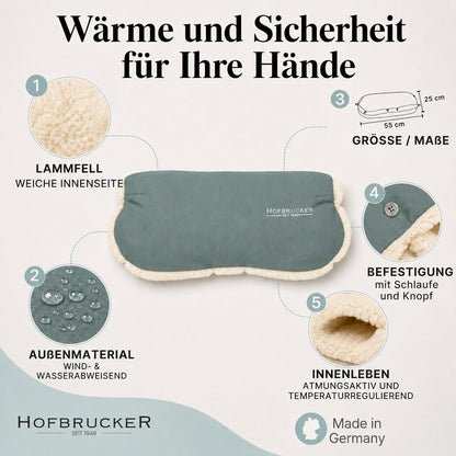 Stroller Handwarmer – Lambskin Lined Hand Muff for Parents, Winter Stroller Accessory, Windproof & Water-Resistant
