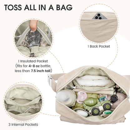 Small Diaper Bag, Mini Sling Diaper Bag with Portable Changing Pad