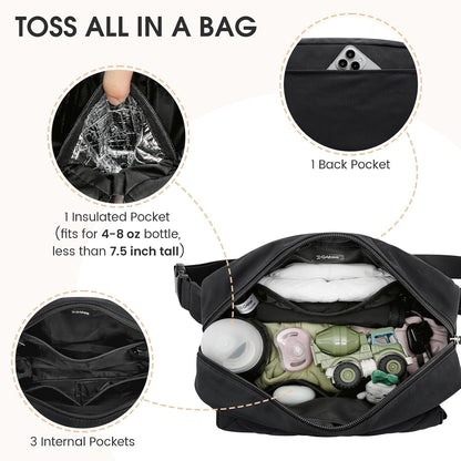 Small Diaper Bag, Mini Sling Diaper Bag with Portable Changing Pad