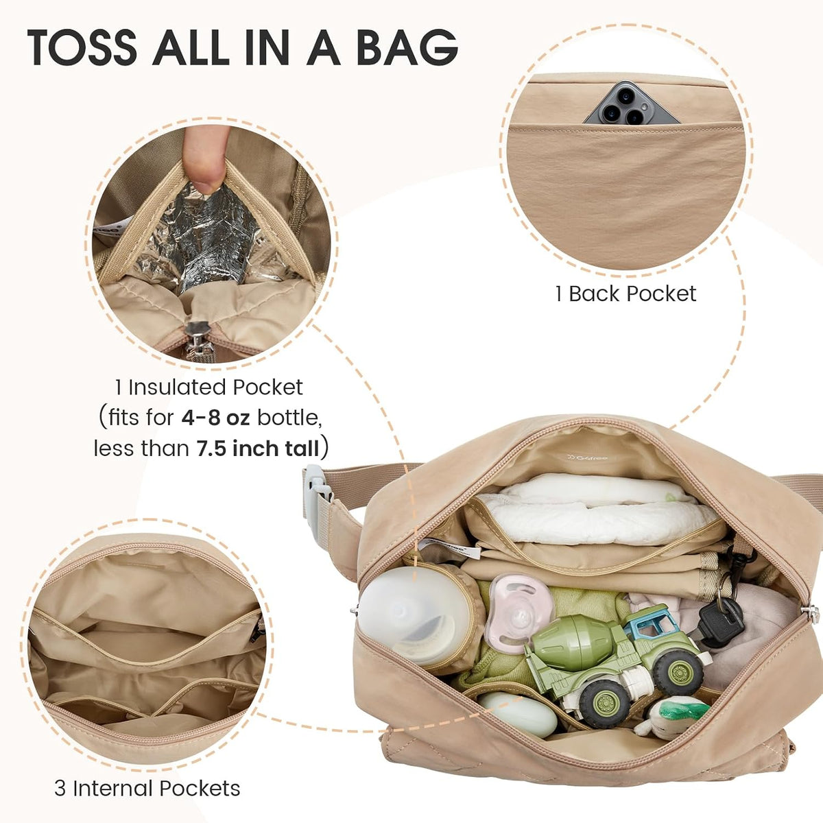 Small Diaper Bag, Mini Sling Diaper Bag with Portable Changing Pad