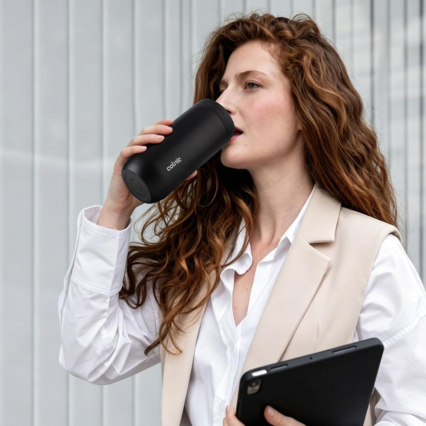 16 oz Travel Coffee Mug with Twist-Open Lid, Leak Proof Coffee Travel Mug, Insulated Tumbler Stainless Steel Coffee Cup For Hot And Iced Cold, Spill Proof Fits Cup Holder (Black)