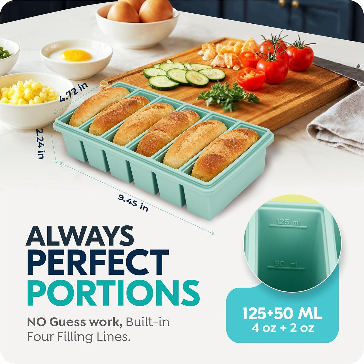 Silicone Freezer Trays with Lids, 1 Cup & 1/2 Cup Combo, Soup Container Style Ice Cube Trays, Reinforced Steel Rims, For Freezing Broth, Meal Prep and other dishes, Dishwasher & Oven Safe - 2 Pack